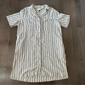 Universal Thread Linen Blend Shirt Dress Stripped Preppy Seacoast Nautical XS‎